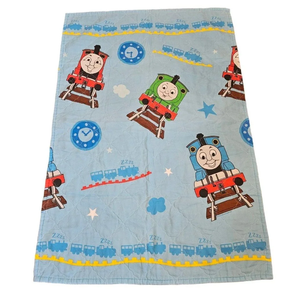 Thomas Train Engine Friends Blue Crib Toddler Comforter Blanket Blue 2004 40x58